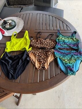 Kids Swim Footies Pack - Neon Green, Black, Leopard, Rainbow Zebra